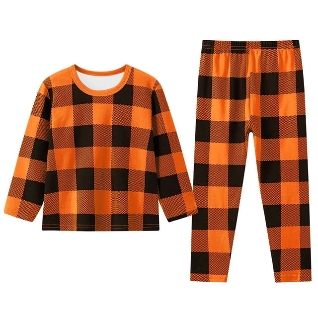 WEAIXIMIUNG Tout-Petits Enfants Bébés Garçons Filles Pyjamas à Carreaux Imprimés Manteaux d'Hiver Pantalons Ensembles Tenue 8-9 Ans