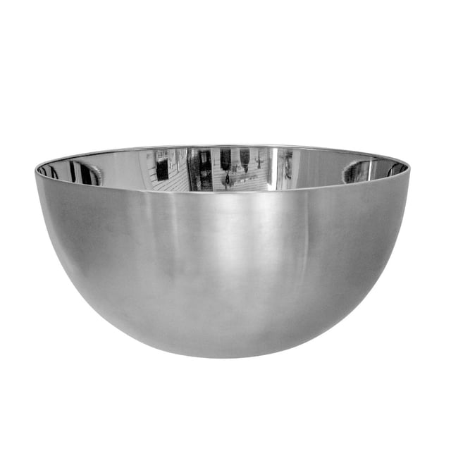 IH Casa Decor Stainless Steel Salad Bowl 11" with polished shiny interior and brushed matte exterior, shallow round shape ideal for serving salads and dressings, dishwasher safe and easy to clean, also suitable for mixing ingredients.