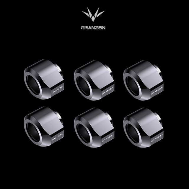 6 Pcs Granzon GD-FT14 Raccord de Tube Dur Anti-off, pour Tuyau Rigide OD14mm PETG PMMA, Filetage G1/4 Pieds' Raccord de Refroidissement à Eau Noir