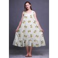 thumbnail image 3 of Bimba Robe de Nuit Mi-Mollet Blanche à Papillons pour Femmes, Coton Imprimé, Sans Manches, Maxi, XX-Grand, 3 of 6
