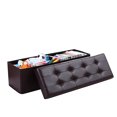 thumbnail image 1 of Foldable Furniture Box Storage Tufted Leather Ottoman Foot Rest (Large, Brown), 1 of 4