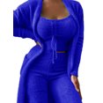 thumbnail image 1 of Innerwin Cardigan Outfit Set Open Front Women Fuzzy 3 Piece Sweatsuit Sleep Solid Color Regular Lounge Sets Blue XL, 1 of 7