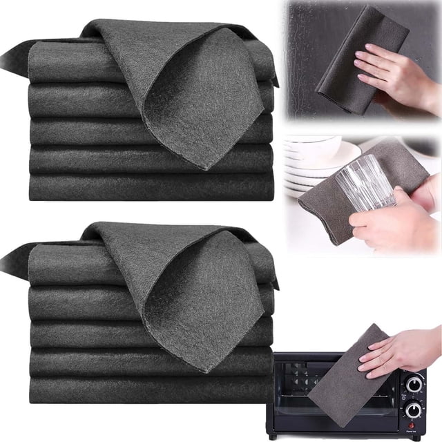 TopLLC 5 Pcs Thickened Cleaning Cloth, Reusable Microfiber Streak Free Cleaning Rag, Super Absorbent Odorless Household Rag All-Purpose Lint Free Kitchen Cleaning Towel for Furniture Windows Glass Car