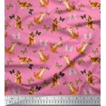 thumbnail image 1 of Soimoi Pink Rayon Fabric Insect & Cat Animal Print Fabric by The Yard 56 Inch Wide, 1 of 3
