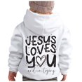 thumbnail image 4 of PMVFHDE Sweat-Shirt Fille Automne et Hiver Imprimé Lettre Col Rond Manches Longues Chandail à Capuchon Décontracté Blanc, 4-5 Ans, 4 of 5