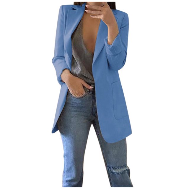 Cardigan Ouvert pour Femmes avec Poches, Costume Formel, Blouse à Manches Longues