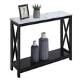 thumbnail image 3 of Oxford Table Console avec Tablette en Faux Marbre Blanc et Dessus en Bois Noir, 3 of 6