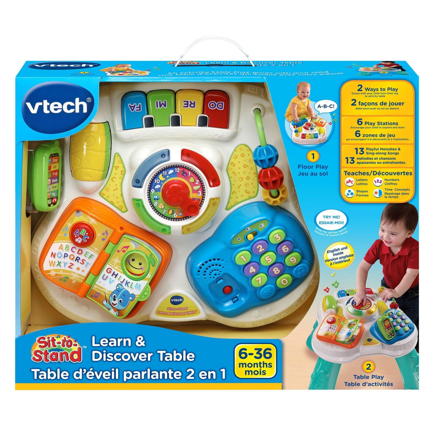 VTech Table d’éveil parlante 2 en 1 - Jouet d'éveil pour bébé - Exclusif à Walmart - Version anglaise