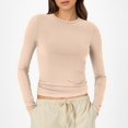 thumbnail image 2 of T-Shirts pour Femmes à Manches Longues Chemises à Manches Longues pour Femmes Tendance Très Grande Femmes Col Rond Crop Top Femmes Chemise à Manches Longues Col Roulé T-Shirts pour Femmes T-Shirt Basique Uni Spandex, 2 of 5