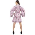 thumbnail image 4 of Bimba Women Light Purple Floral Printed Kimono Robe Bridesmaid Coverup Wrap - 24, 4 of 5