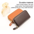 thumbnail image 2 of Leather Key Case Card Holder Soft Leather Key Case Zipper Solid Color Purse Wallet Car Keys Holder Fashion Pouch Men Women Housekeeper Light Brown, 2 of 9