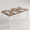 Industrial Dining Table for 6-8, Rectangular Wood Top with Metal Legs, Modern Farmhouse Dining Table for Kitchen, Dining Room, Living Room, Office，White+Brown