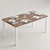 Industrial Dining Table for 6-8, Rectangular Wood Top with Metal Legs, Modern Farmhouse Dining Table for Kitchen, Dining Room, Living Room, Office，White+Brown