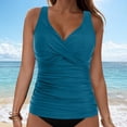 thumbnail image 2 of NIEWTR V-Neck Tankini Tops For Women Backless Adjusting Strap Bathing Suits Tummy Control Push Up Swimsuit Top(Blue,M), 2 of 8