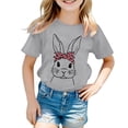 thumbnail image 2 of MIASHUI T-Shirt à Manches Courtes pour Tout-Petits, Imprimé Lapin de Pâques, Gris, 2-3 Ans, 2 of 3