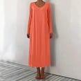 thumbnail image 4 of Fznquz Robes Orange pour Femmes à Manches Longues Unies Grande Taille Robe Trapèze Maxi Ample Décontractée avec Poches Mode de Printemps pour Femmes, 4 of 8