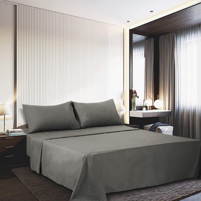 Topcobe Twin Size Solid Color Bed Sheet Set for Adults Teens, Dark Gray
