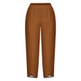 thumbnail image 4 of RXIRUCGD Women's Summer Comfortable Loose Wide Legged Fashion Solid Color Capris, Brown, Size: M, 4 of 5