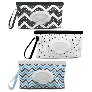 Lot de 3 Distributeurs de Lingettes pour Bébé, Sac Distributeur Portable pour Lingettes Humides Réutilisable, Contenant de Lingettes pour Bébé de Voyage, Étui de Transport Rechargeable pour Lingettes Humides, Support pour Sac à Couches, Étuis de Distributeur de Lingettes de Voyage Légers