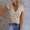 thumbnail image 2 of B91xZ Womens Tshirt Crew Neck Slim Fit Tops Fashion Basic Tee,Beige M, 2 of 5