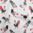 thumbnail image 1 of oneOone Silk Tabby White Fabric Rooster Cock Sewing Material Print Fabric By The Yard 42 Inch Wide, 1 of 4