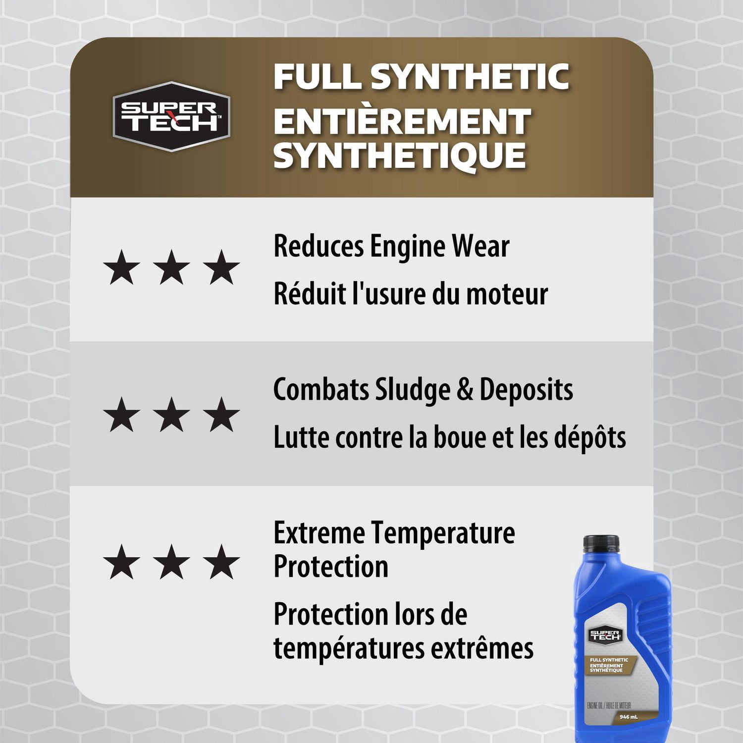 Huile moteur Super Tech 100% synthétique 5W20