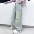 thumbnail image 4 of Girls' Straight Wide Leg Jeans | Comfy Stretch Denim Pants for Ages 5-15, 4 of 6