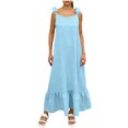 thumbnail image 3 of Sentmoon Plus Size Spring Dress Party Sleeveless Crew Neck Womens Sundresses Summer Solid Color Open Back Regular Fit Vacation Dresses for Women Streetwear for Summer and Hot Weather S, 3 of 8