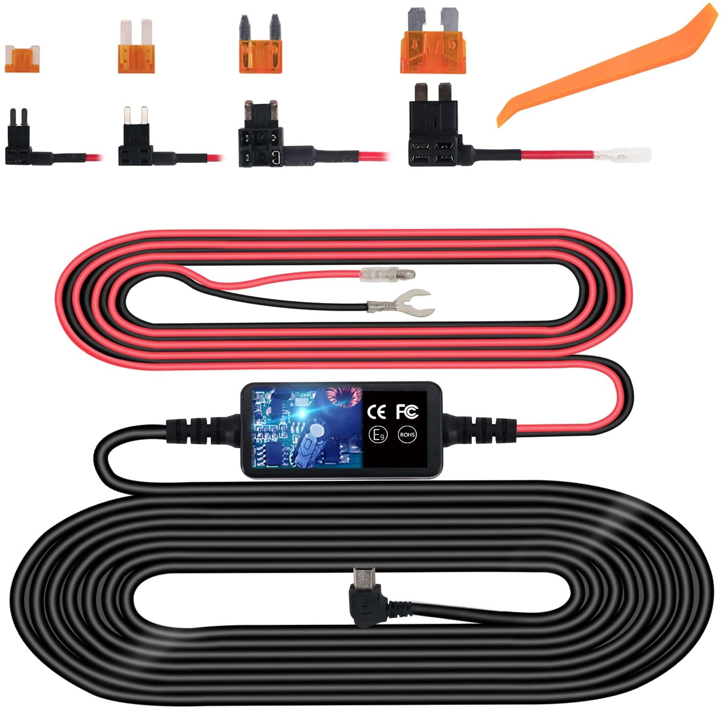Dash Cam Hardwire Kit, Mini USB Hard Wire Kit Fuse for Dashcam, Plozoe 12V-30V to 5V Car Dash Camera Charger Power