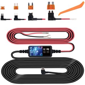 Kit de fils d'arrêt de Cam, Mini USB Kit de fil dur Fuse pour Dashcam, Plozoe 12V-30V à 5V Chargeur d'appareil photo de voiture Dash