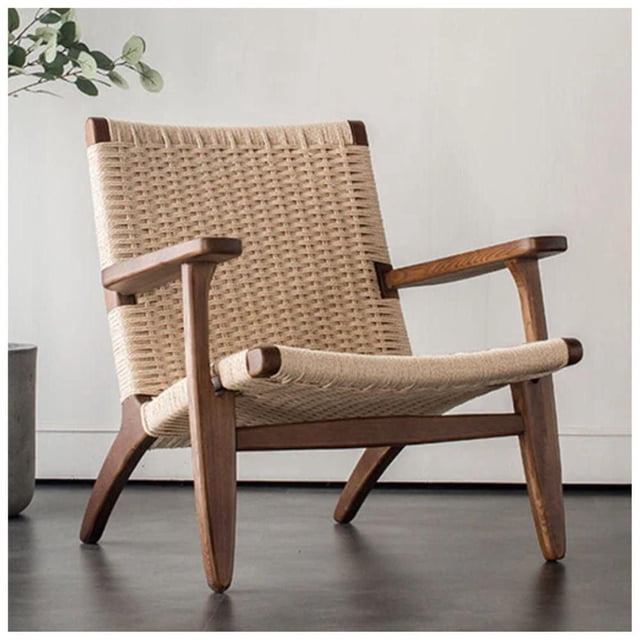 Lavaca Lounge Chair White-Natural with solid ash wood and rattan weave