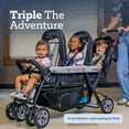 thumbnail image 2 of Foundations Compass Trio Triple Stroller, 3-Seat Tandem with UV Canopies and Reclining Seats, Red/Black, 2 of 8