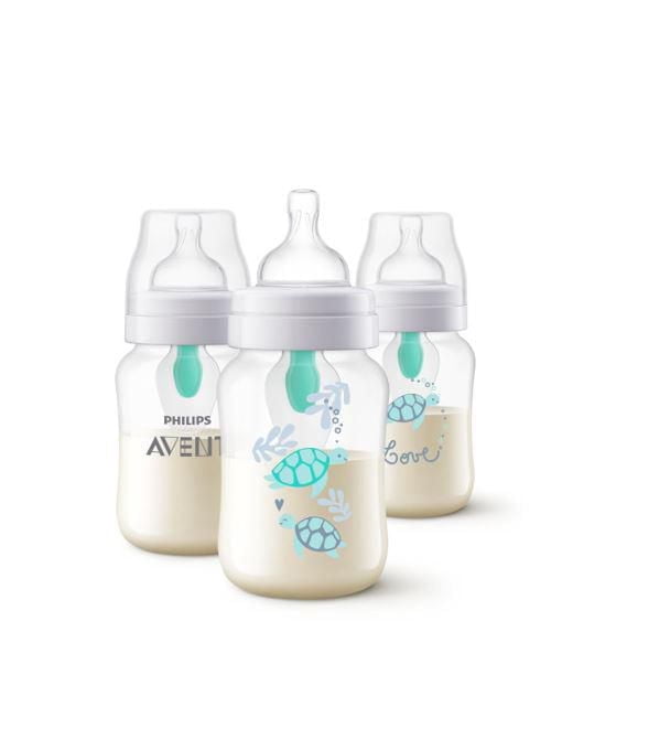 Anti-colic Baby Bottles with AirFree Vent with Turtle Design, 3x9oz, SCY703/78