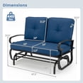thumbnail image 2 of Costway Causeuse Berçante de Patio Extérieur à Glissière avec Siège Coussiné Cadre en Acier Bleu Marine, 2 of 7