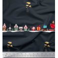 thumbnail image 1 of Soimoi Rayon Fabric Santa,Gift Box & Tree Christmas Print Sewing Fabric Yard 42 Inch Wide, 1 of 1