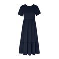 thumbnail image 4 of SuoKom Robe Maxi d'Été Robe d'Été pour Femme Décontractée à Manches Courtes Robe à Col en V Décontractée Fluide à Volants Robe Maxi de Plage avec Poches Robes Maxi pour Femmes en Liquidation, 4 of 7