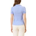 thumbnail image 3 of INSPIRE CHIC Chemise Douce pour Femme Vintage à Col Poupée Mignon Boutonnée m Bleu Violet, 3 of 7
