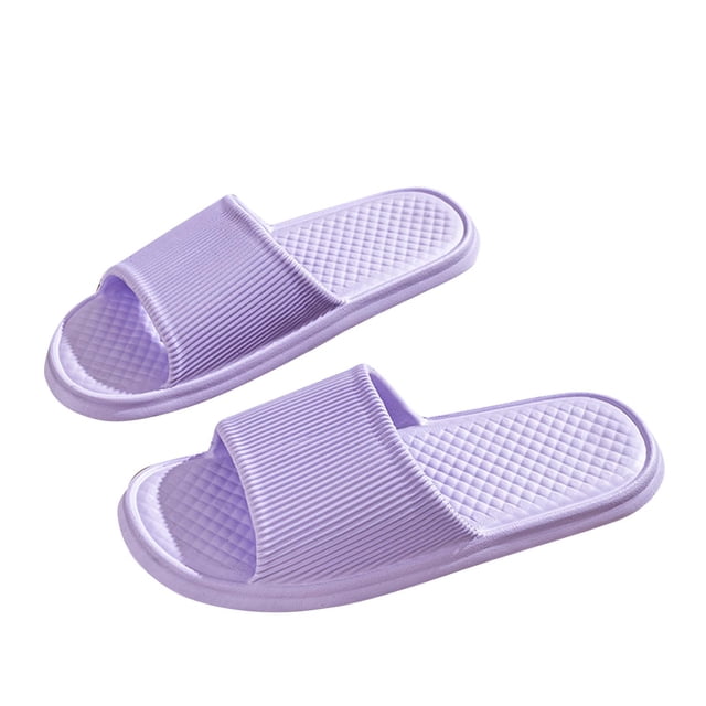 Mens and Womens Home Slippers Simplicity Solid Color Quick Drying Soft Sole Comfortable Non-Slip Indoor and Outdoor EVA Slippers Purple