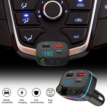 Mefallenssiah Voiture Bluetooth 5.0 Sans Fil Mains Libres Voiture Émetteur Récepteur Fm Radio Adaptateur Mp3 Lecteur 2 Usb+Pd Chargeur Kit
