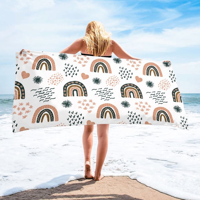 Microfiber Beach Towel 30x60 Inch - Lightweight Sandproof Towel, Quick-Dry Design for Travel, Camping & Swimming