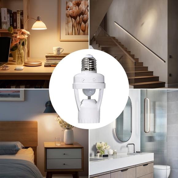 Aursykel Douille Lumineuse à Détecteur de Mouvement Infrarouge Intelligente Adaptateur E27 Contrôle Automatique de l'Éclairage Installation Facile Minuterie Réglable Convient pour Extérieur Intérieur Garage Mains Libres Commodité Limite 150W