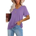 thumbnail image 4 of SMihono Hauts pour Femmes Été Chic Décontracté Mode Col en V Manches Courtes Blouse Ample T-Shirt pour Femmes, 4 of 8