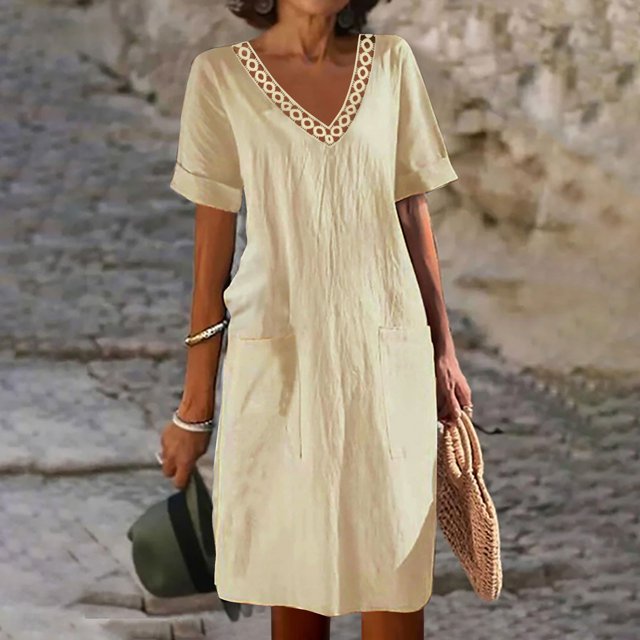 LOVZFMLL Robe d'Été Aguichant et Tendance à Imprimé Sans Manches à Col en V pour Femme Kaki P