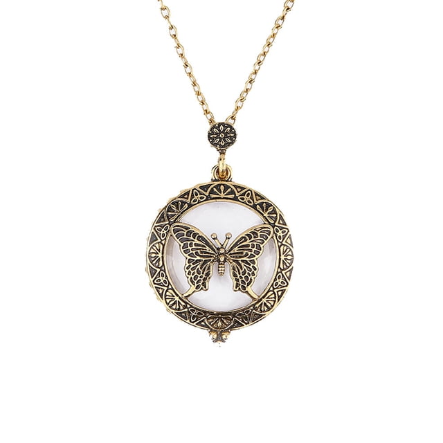 Heliisoer Collier Pendentif Loupe Loupe en Verre Reeding Collier Décoratif