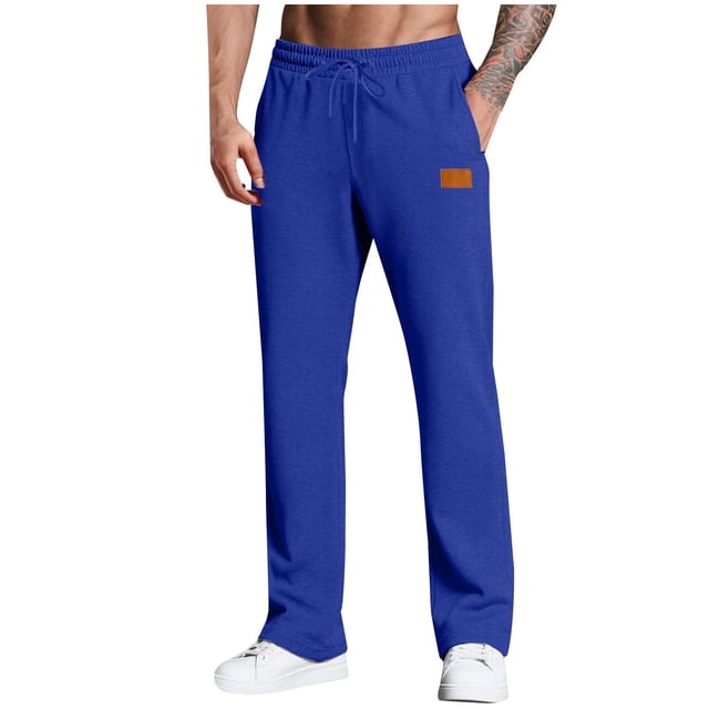 BLCHUNen Mens Sweatpants Fleece Drawstring Elastic Waist Straight Leg Athletic Gym Running Sports Workout Pants