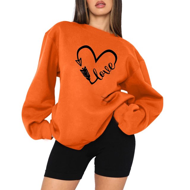 Femmes Décontracté Manches Longues Col Rond Hauts Chemises Amples Blouse Saint-Valentin Imprimé Graphique Chandail