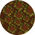 thumbnail image 1 of Ahgly Tapis d'Intérieur Lavable en Machine Carré Transitionnel Jaune Foncé Vert, 3 Pieds Carré, 1 of 7