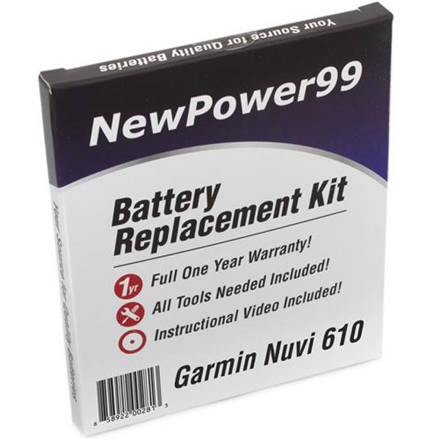 Garmin Nuvi 610 Battery Replacement Kit with Tools, Video Instructions, Extended Life Battery and Full One Year Warranty