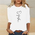 thumbnail image 1 of Jsaierl Chemises Foi de Jésus pour Femmes Croix Chrétienne Graphique Manches 3/4 Hauts Décontractés Col Rond Blouses Tuniques Classiques Tendance, 1 of 5
