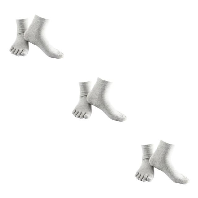 maskred 1Pair Five Toe Socks Cotton High Athletic Sock Socks Solid Crew Grey 3Set